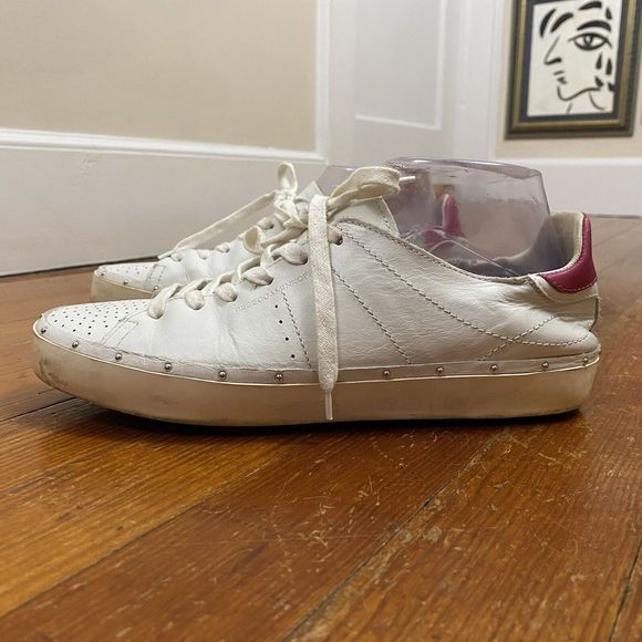Rebecca Minkoff women's Michell studded white/pink sneakers sz 9 - Picture 7 of 12